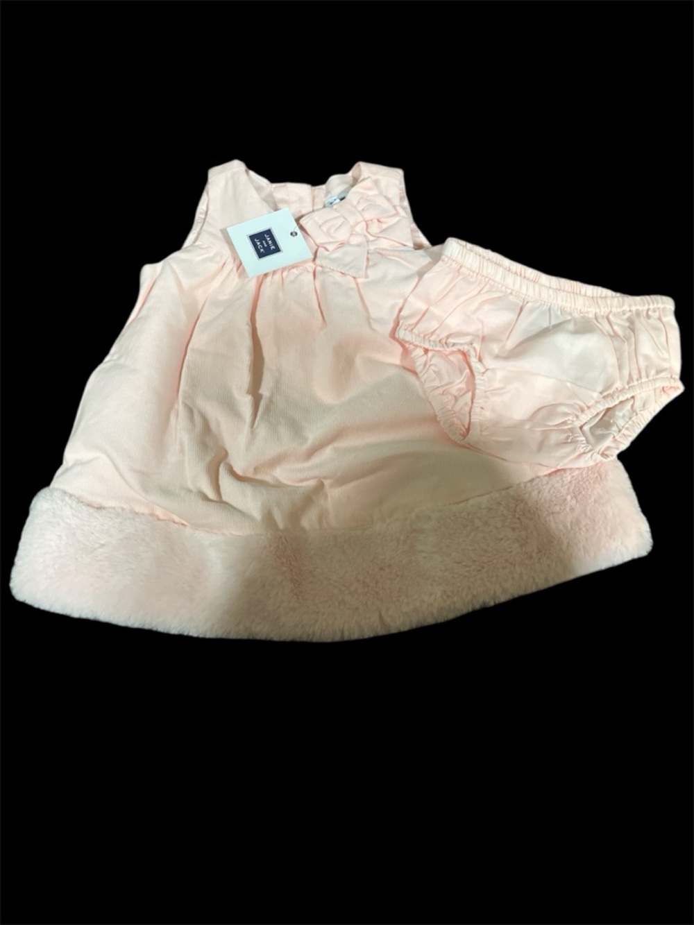 Janie and Jack Baby Pink Faux Fur Hem Dress with Bloomers NWT 3-6 months